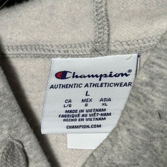 Champion Unisex Dip Dye Fleece Hoodie Gray/Blue Long Sleeve Pullover Size L - Picture 3 of 4